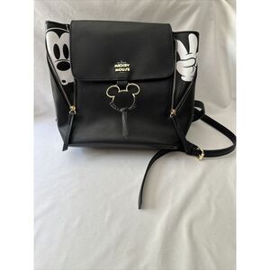 Disney Bioworld Mickey‎ Mouse Black Mini Backpack Purse Faux Leather NEW NO TAG